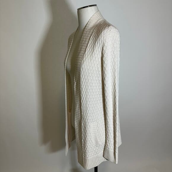 Talbots Cream Lambswool Blend Open Front Cardigan Sweater Womens Petite Size MP - Picture 4 of 12
